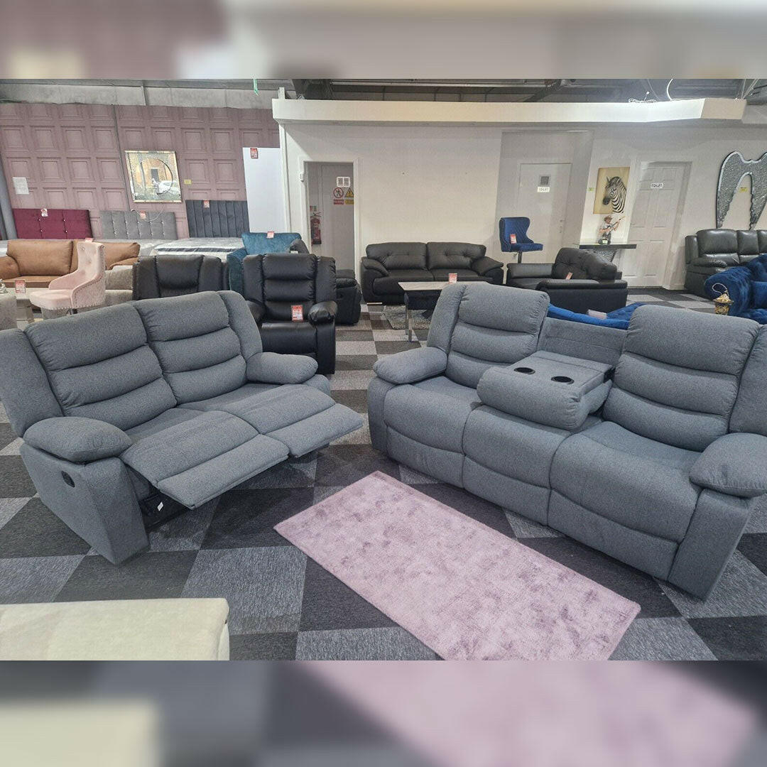 ROMA FABRIC SOFA 3+2 SEATER GREY