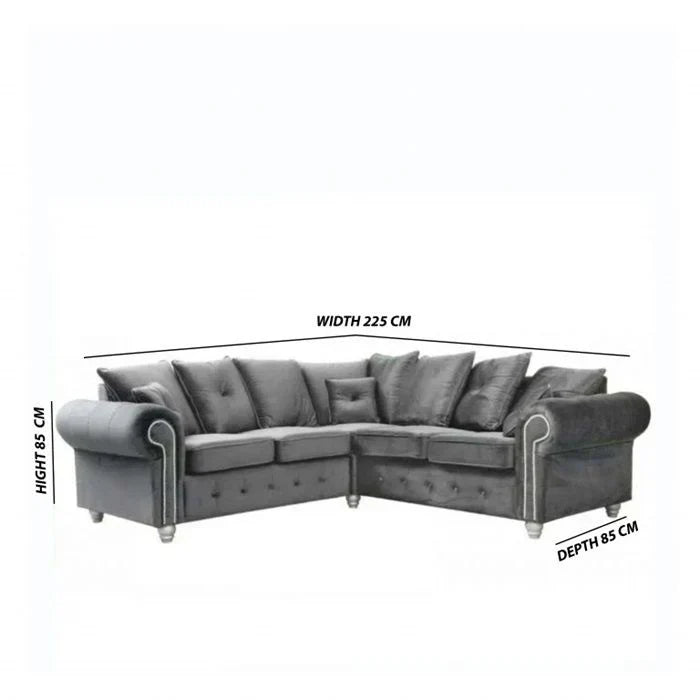 OLYMPIA PLUSH VELVET COMFORTABLE STYLISH CHESTERFIELD CORNER SOFA