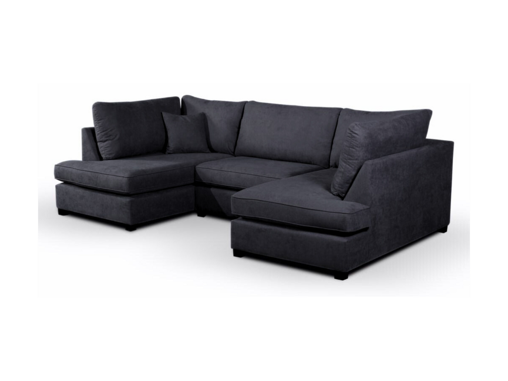 Savoy Full Back Small U Shape Corner Black + Footstool