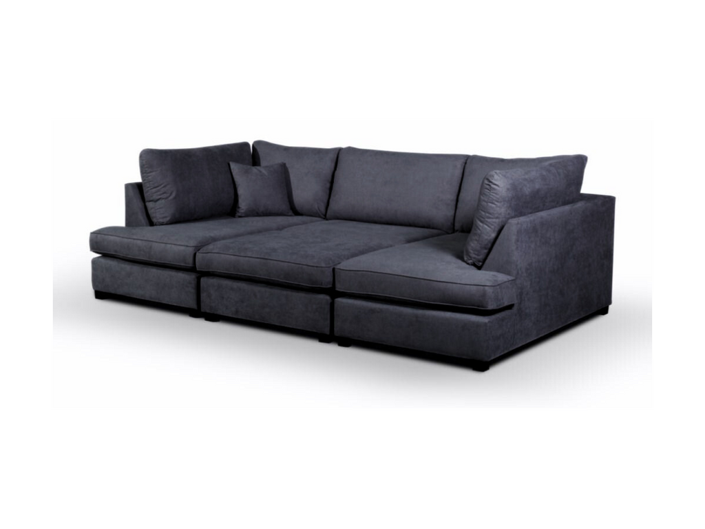 Savoy Full Back Small U Shape Corner Black + Footstool