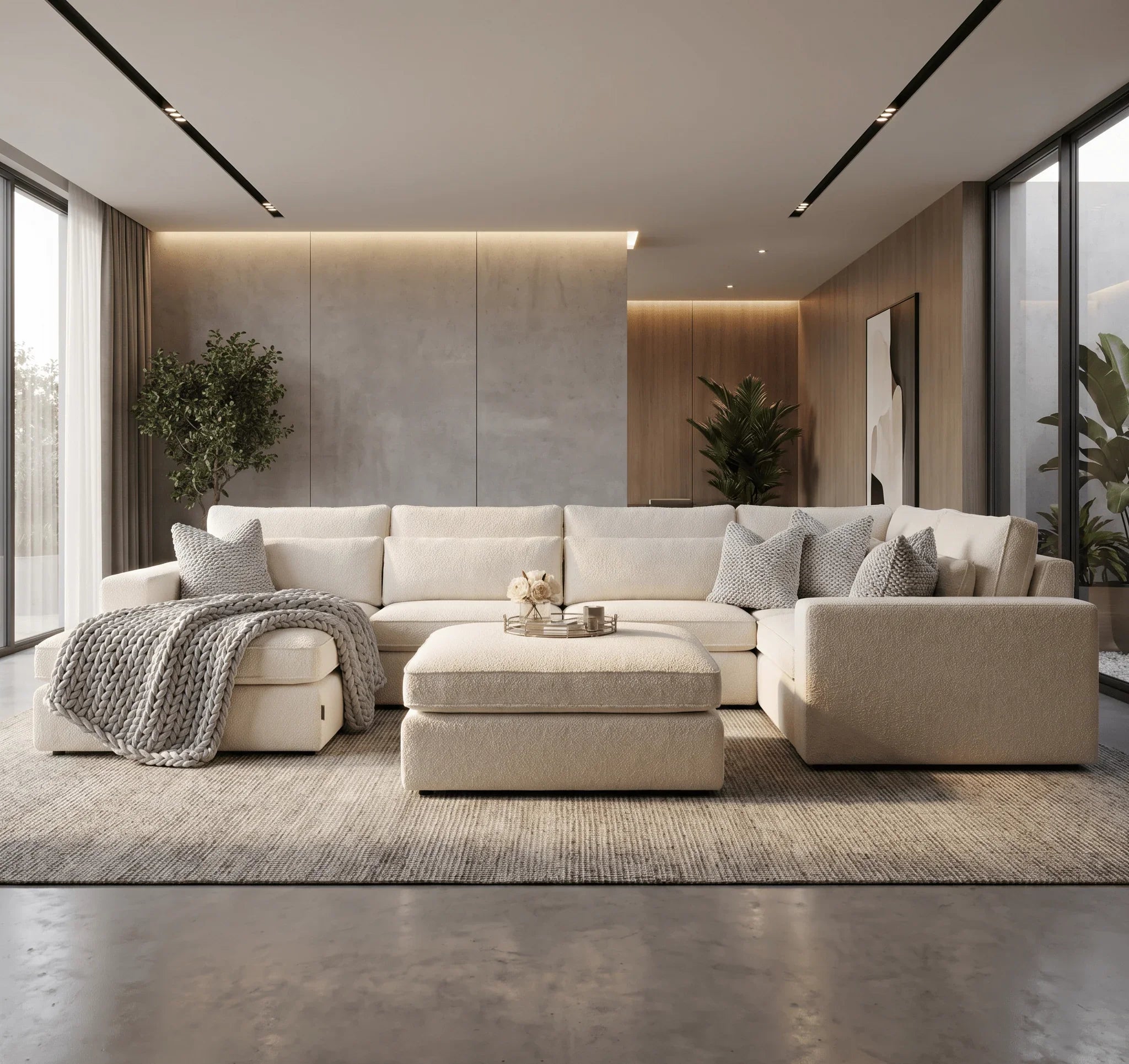 Haven Modular Corner Sofa - Boucle Cream in a modern living room