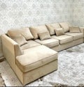 DYLAN HIGHBACK VELVET CORNER SOFA – 4-SEATER WITH PIPED DETAILING