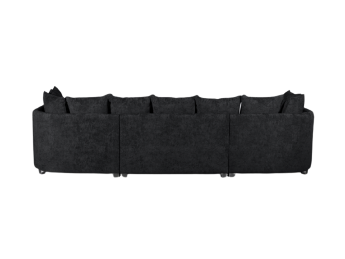 London U Shape Corner in Black Luxury Chenille