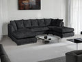 London U Shape Corner in Black Luxury Chenille