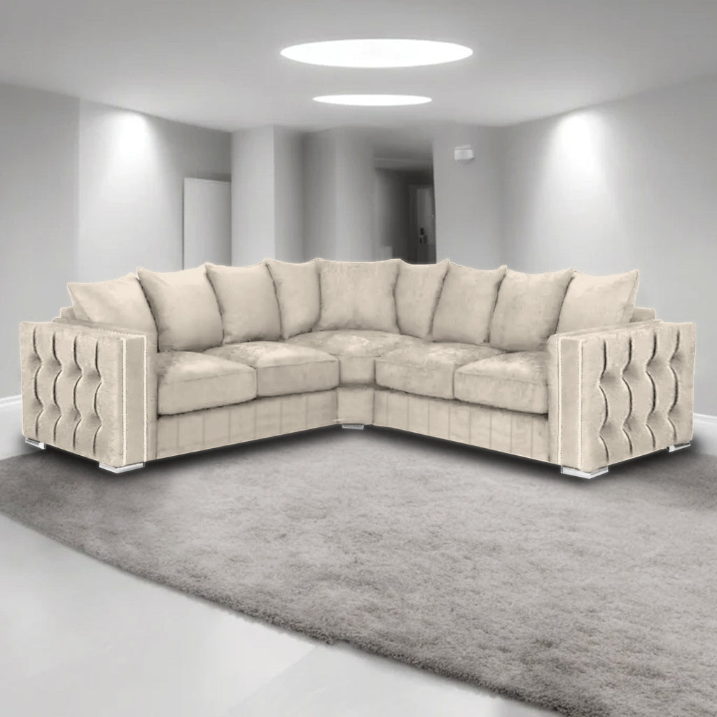 Maya Plush Velvet Sofa 5 Seater Wide Armrests Luxury Corner Sofa