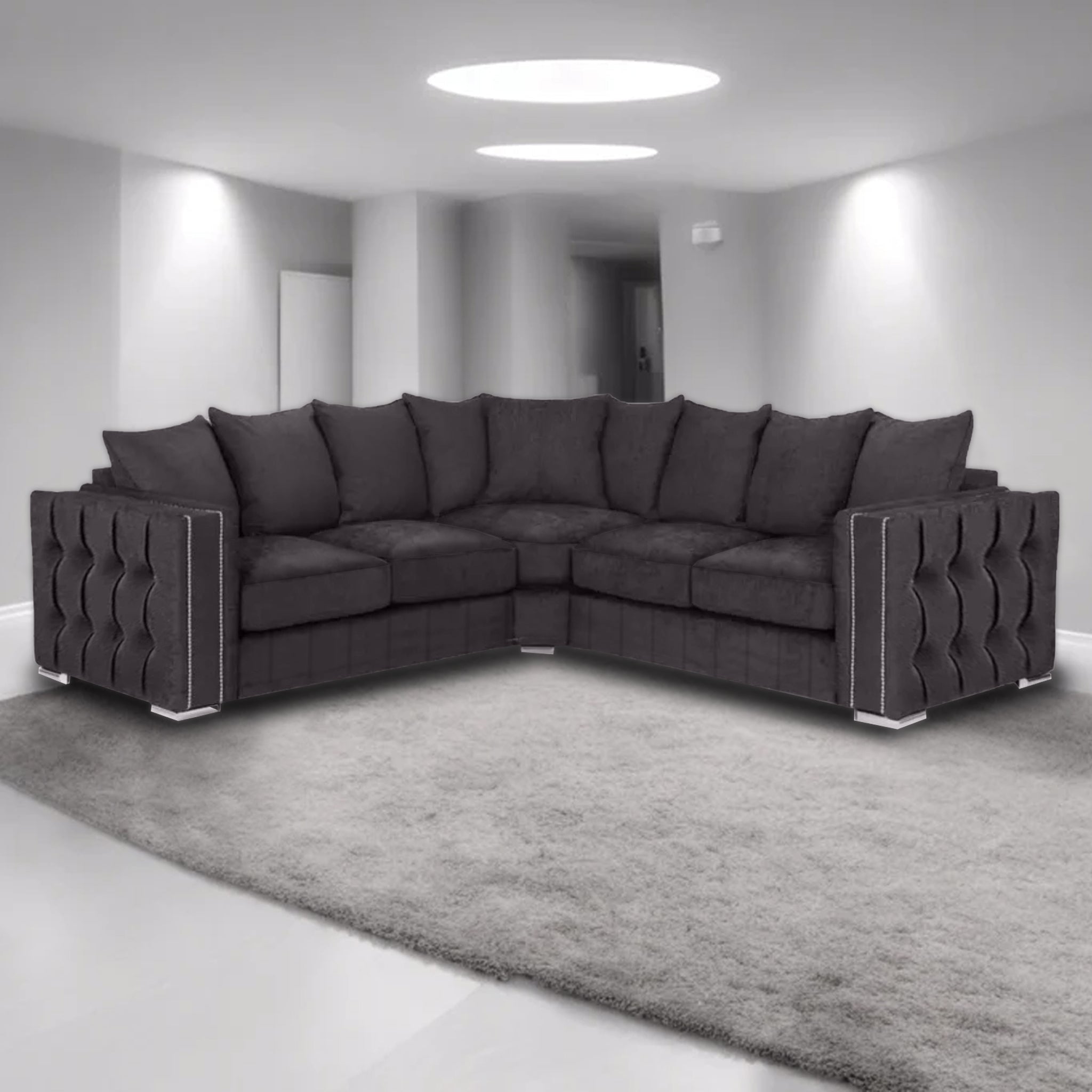 Maya Plush Velvet Sofa 5 Seater Wide Armrests Luxury Corner Sofa
