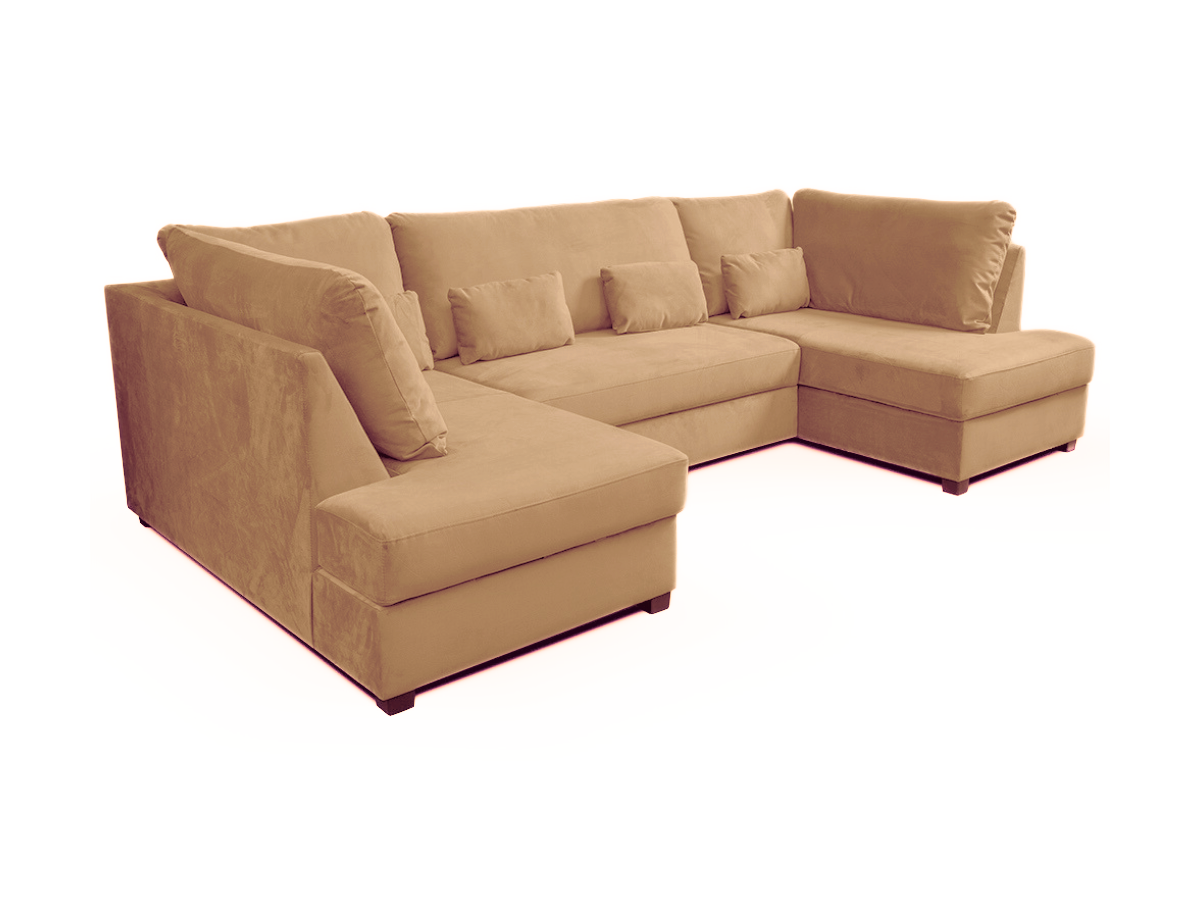 Meri U Shape Sofa Bed with Storage Mink Plush Velvet