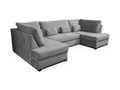 Meri U Shape Sofa Bed with Storage Steel Grey Plush Velvet