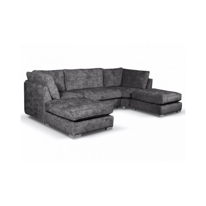 Brixton Full Back U Shape Corner Charcoal Grey Luxury Chenille