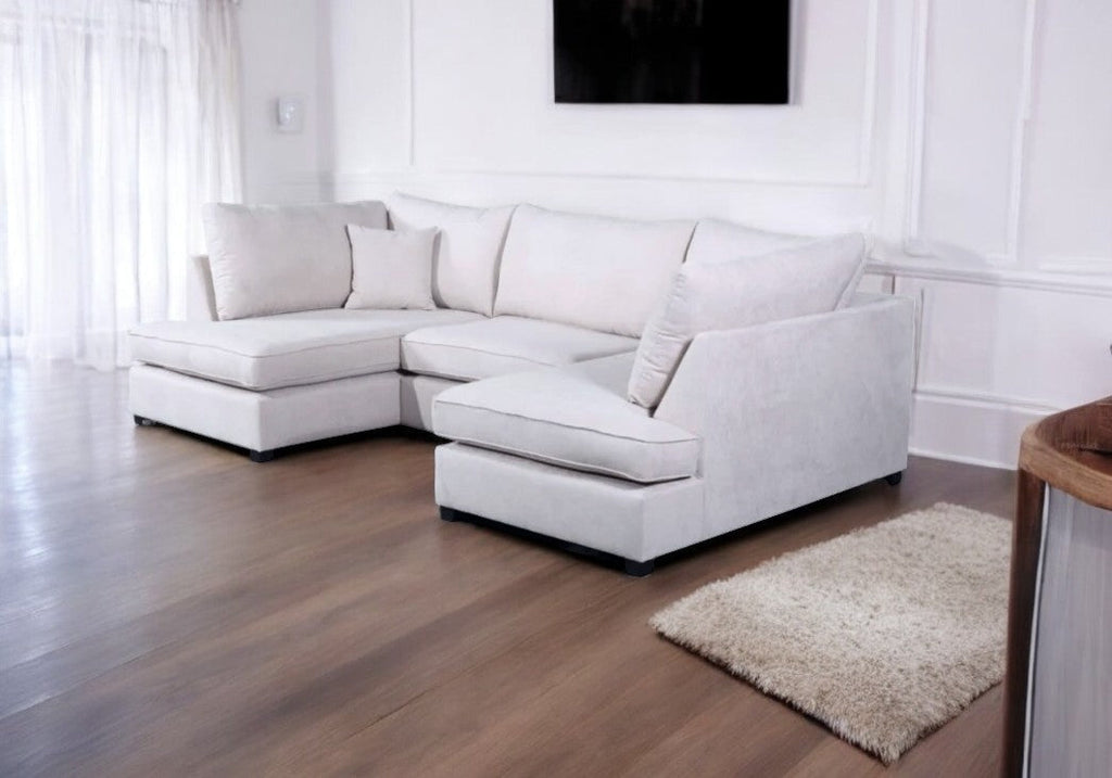 Savoy Full Back Small U Shape Corner Cream + Footstool