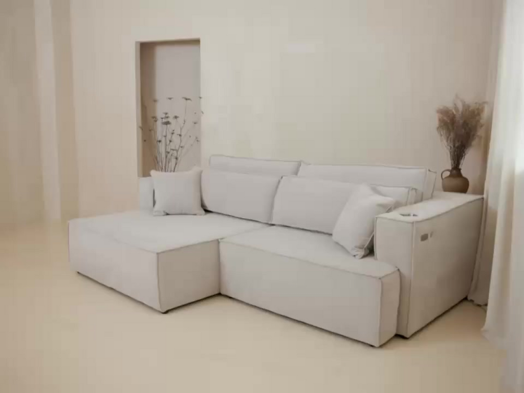Selena Cream Fabric Electric Sofa Bed