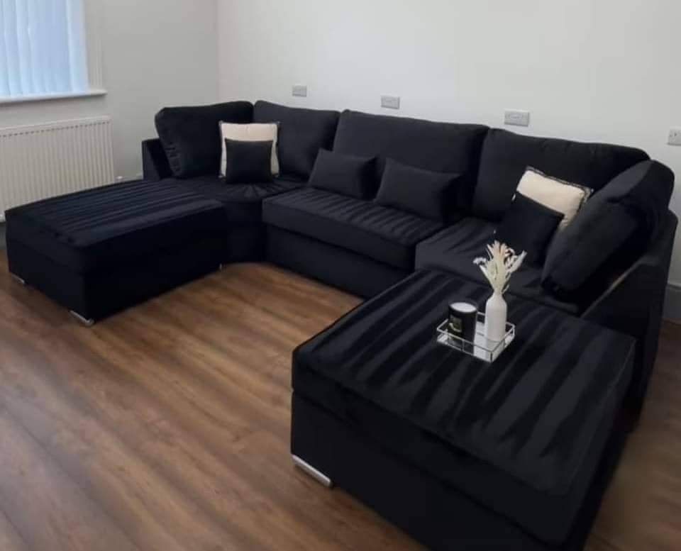 LARGE BISHOP U-SHAPE SOFA – SPACIOUS LUXURY WITH REMOVABLE STOOLS!
