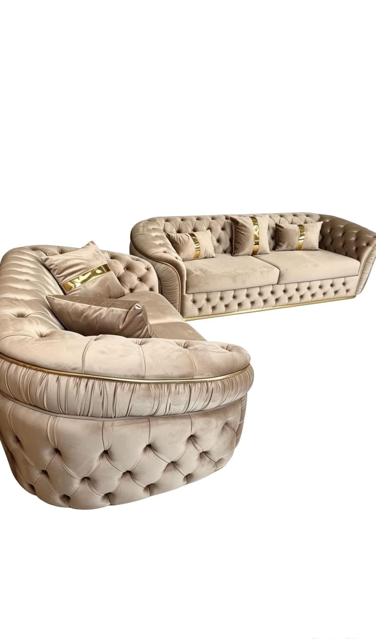 AMBASSADOR CHESTERFIELD SOFA 3+2 BLACK & GOLD