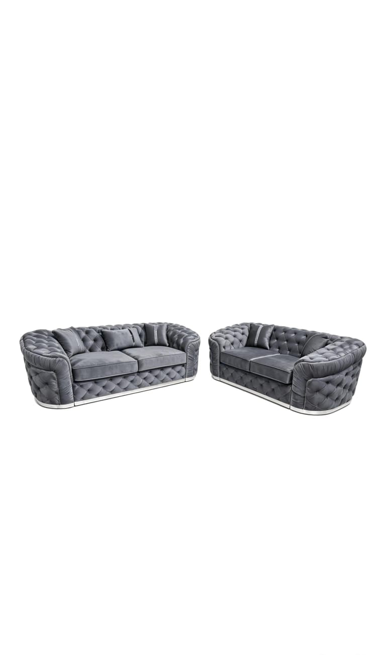 AMBASSADOR CHESTERFIELD SOFA 3+2 BLACK & GOLD