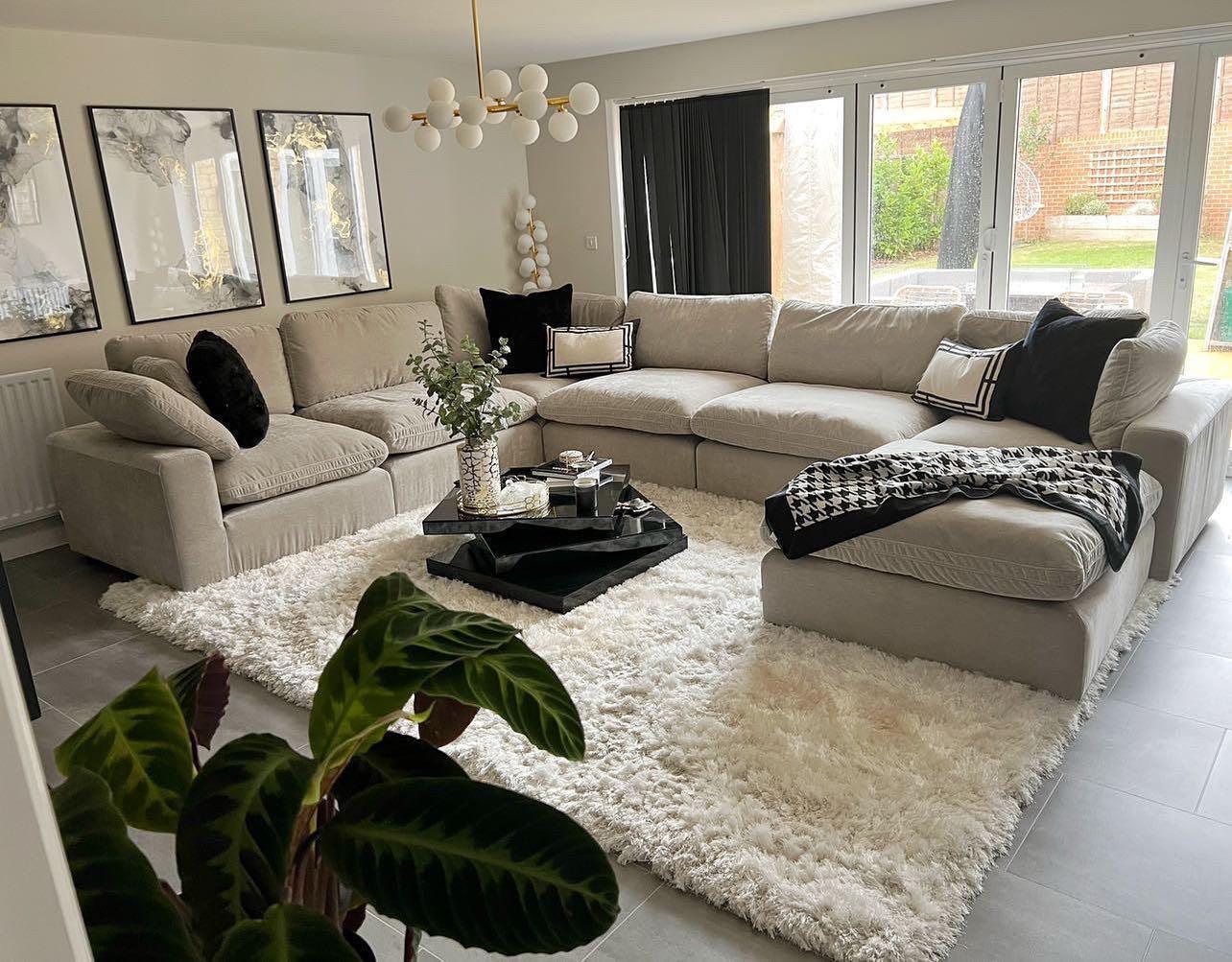Kensington Large U-Shape Sofa & Footstool Bundle side view