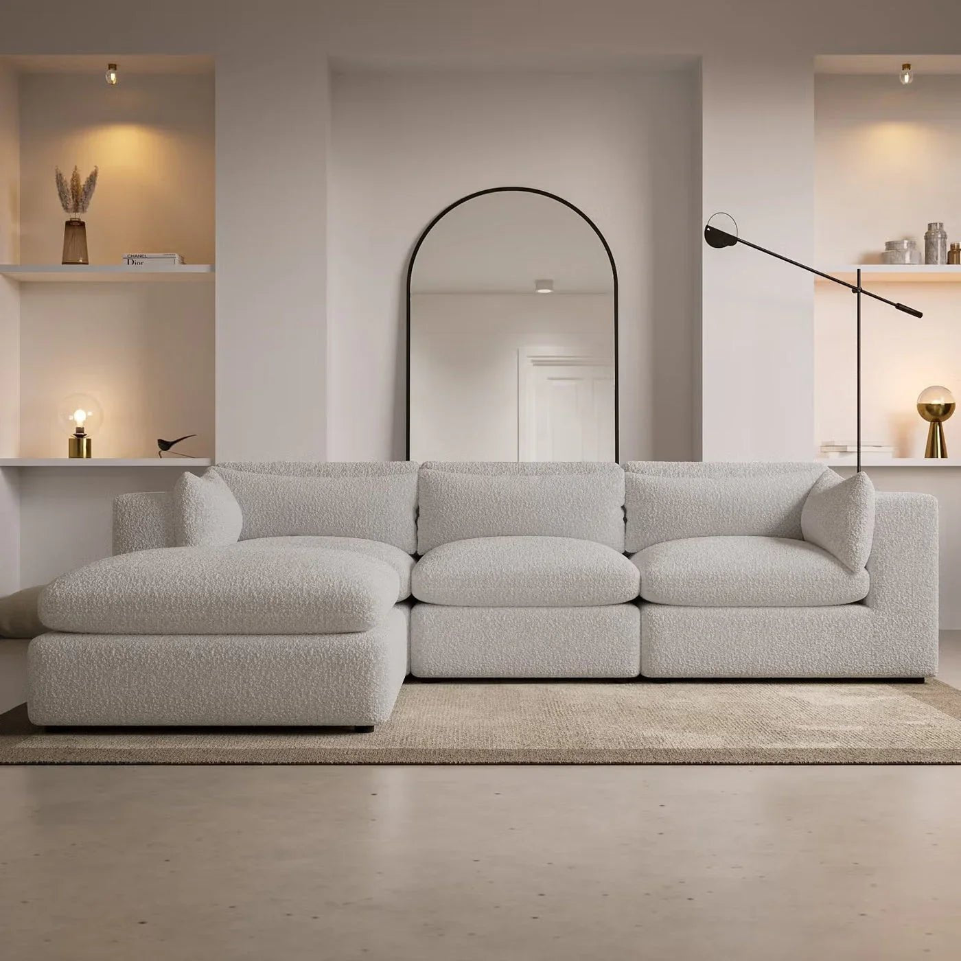 Cloud Bouclé 4 Seater Modular Chaise Corner Sofa