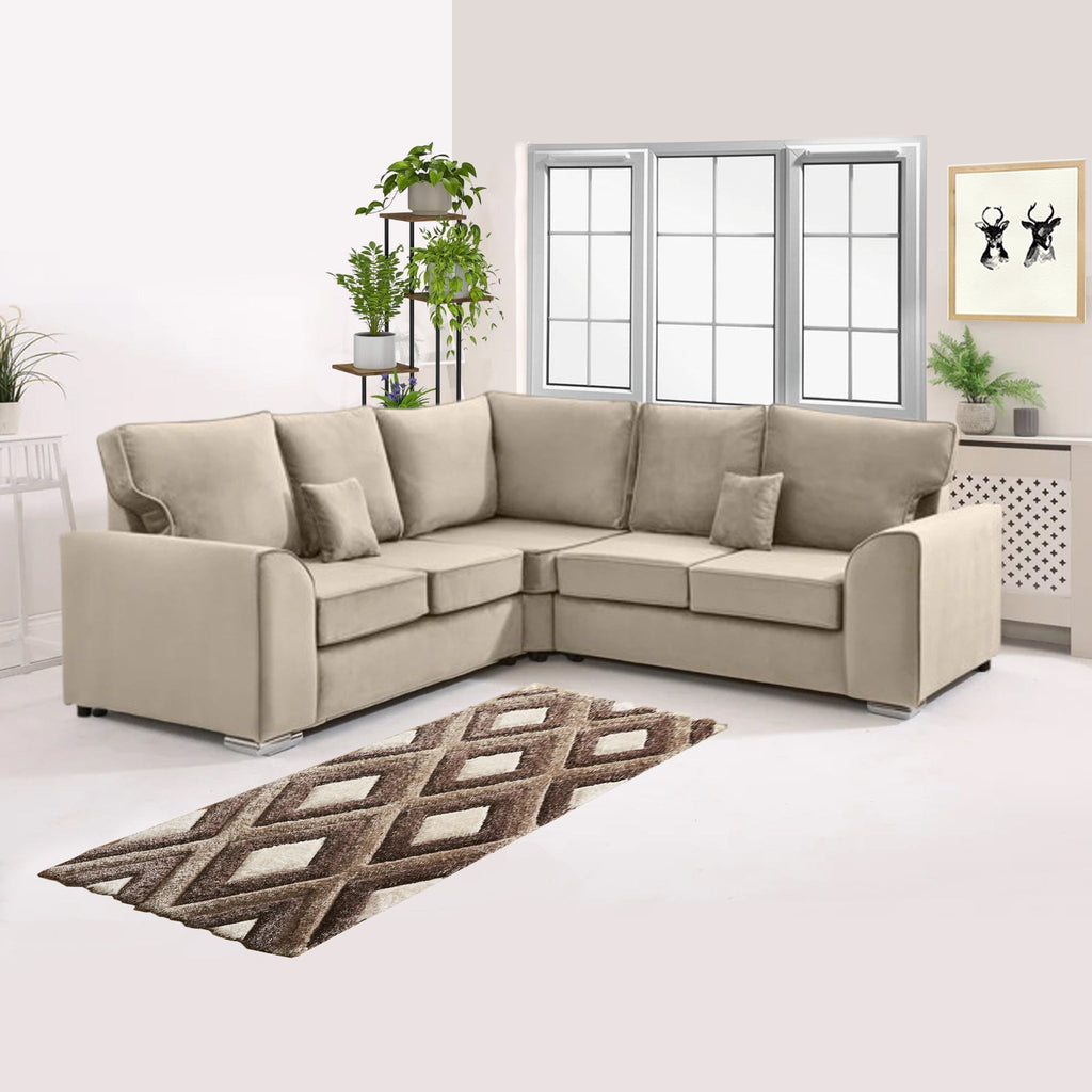 Dylan Sofa Large Corner Plush Velvet in a modern living room