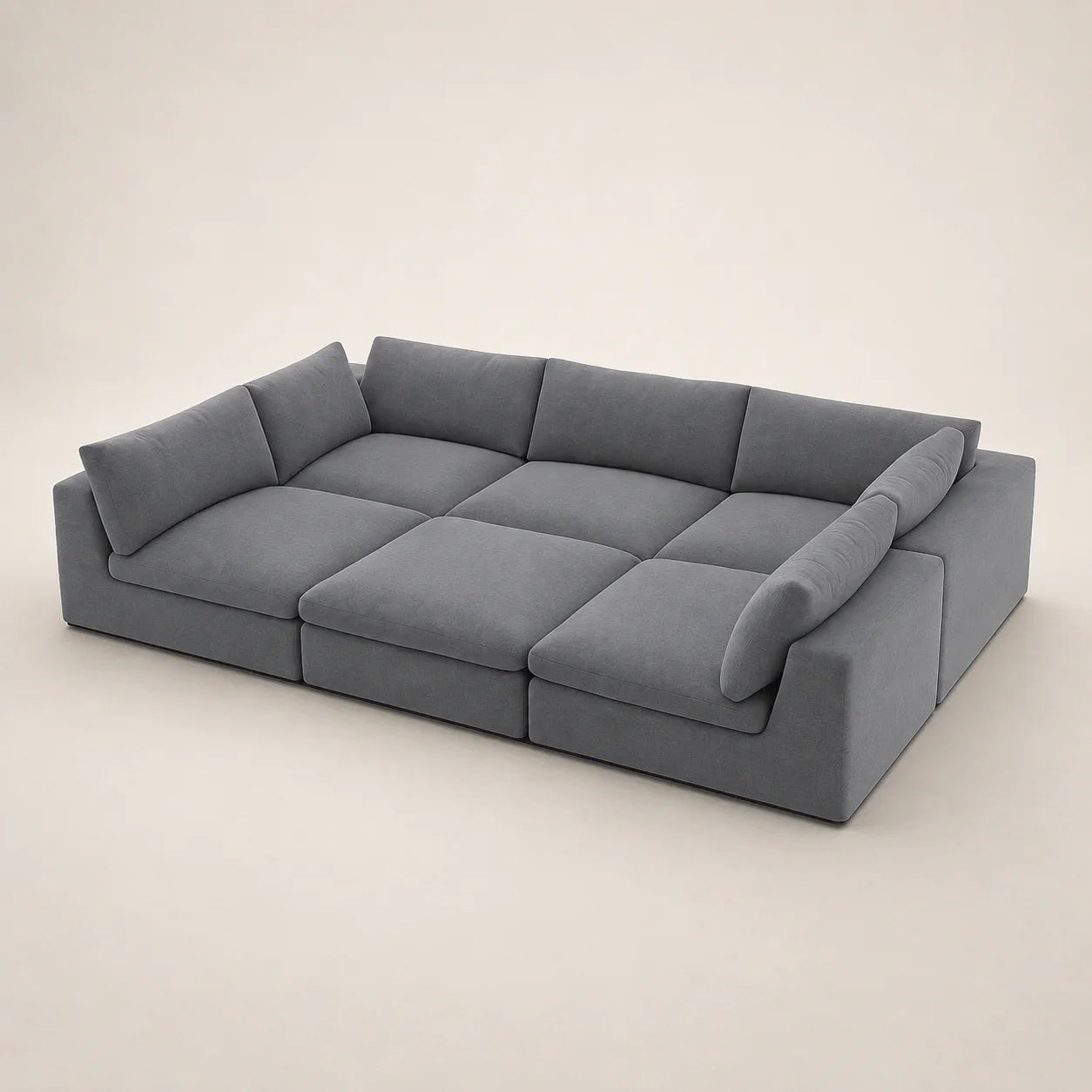 Lux Pit-Sectional Feather Cinema Sofa cushion and fabric detail