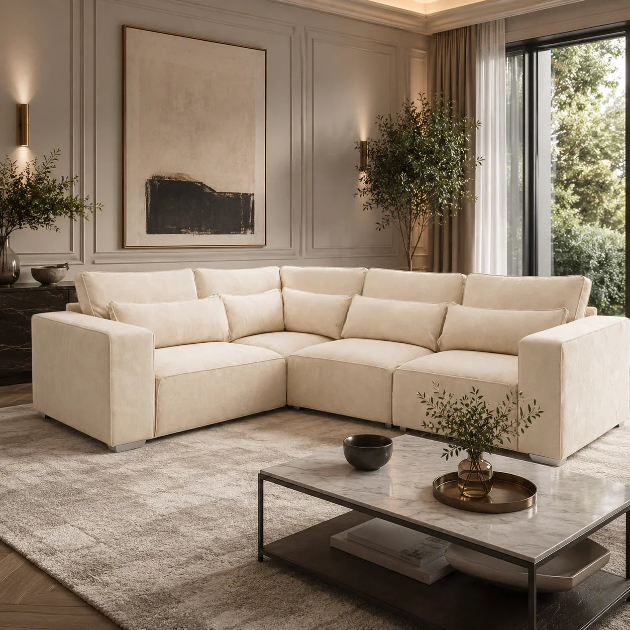 Maison 4 Piece Modular Corner Sofa - Single Corner in a modern living room