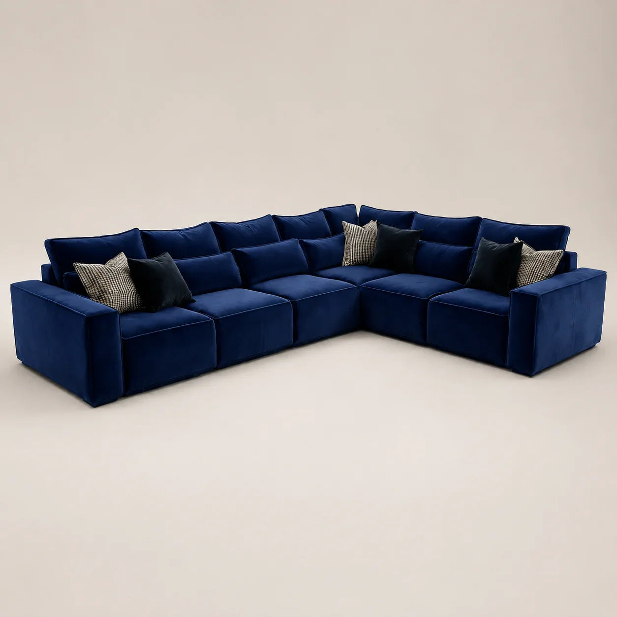 Maison 6 Piece XL Modular Corner Sofa - Closed End cushion and fabric detail