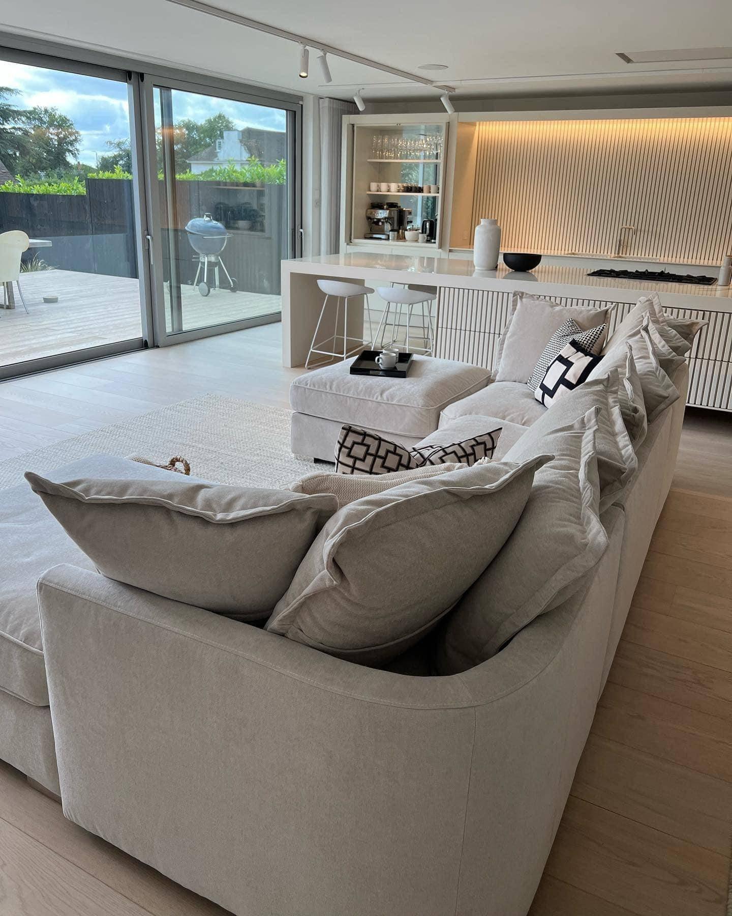 Primrose Premium U Shape Sofa cushion and fabric detail